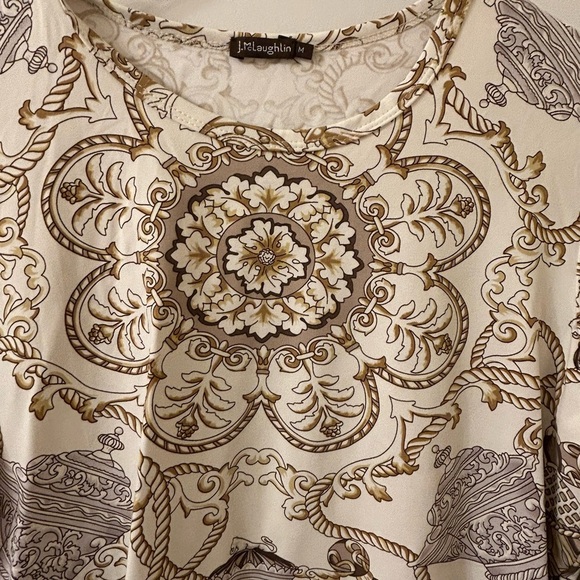 J. McLaughlin Cream and Brown Patterned Blouse - Picture 3 of 7